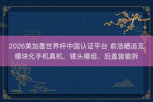 2026美加墨世界杯中国认证平台 俞浩晒追觅模块化手机真机，镜头模组、后盖皆能拆