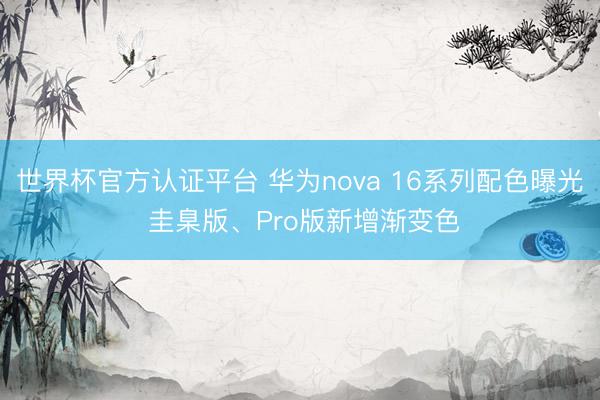 世界杯官方认证平台 华为nova 16系列配色曝光 圭臬版、Pro版新增渐变色