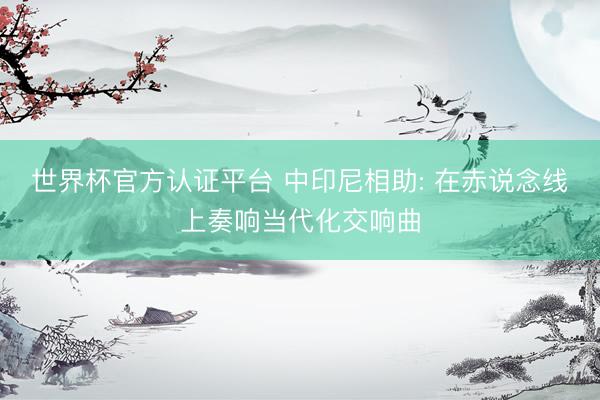 世界杯官方认证平台 中印尼相助: 在赤说念线上奏响当代化交响曲