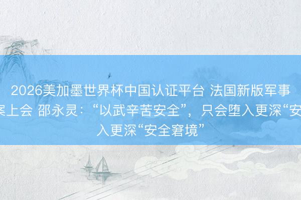 2026美加墨世界杯中国认证平台 法国新版军事计议法案上会 邵永灵:“以武辛苦安全”,只会堕入更深“安全窘境”