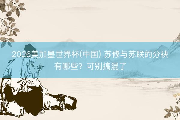 2026美加墨世界杯(中国) 苏修与苏联的分袂有哪些？可别搞混了