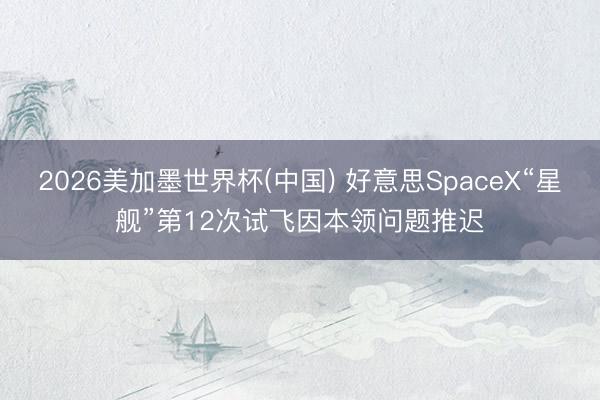 2026美加墨世界杯(中国) 好意思SpaceX“星舰”第12次试飞因本领问题推迟