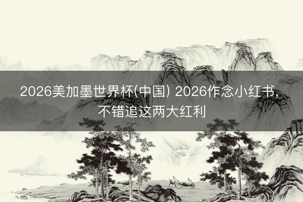 2026美加墨世界杯(中国) 2026作念小红书, 不错追这两大红利