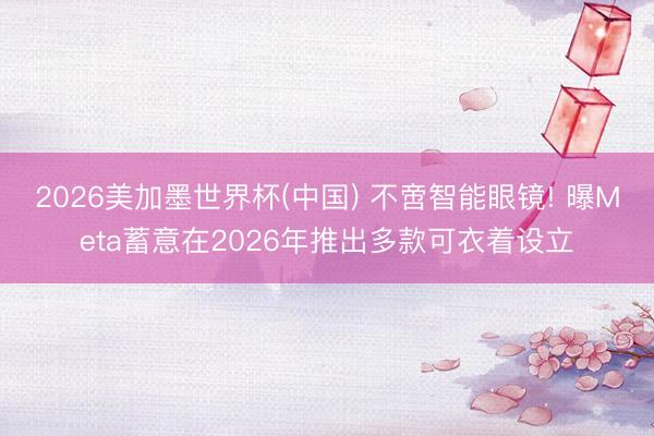 2026美加墨世界杯(中国) 不啻智能眼镜! 曝Meta蓄意在2026年推出多款可衣着设立