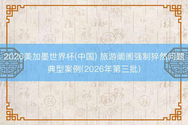 2026美加墨世界杯(中国) 旅游阛阓强制猝然问题典型案例(2026年第三批)