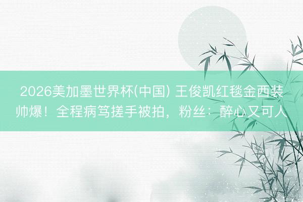 2026美加墨世界杯(中国) 王俊凯红毯金西装帅爆！全程病笃搓手被拍，粉丝：醉心又可人