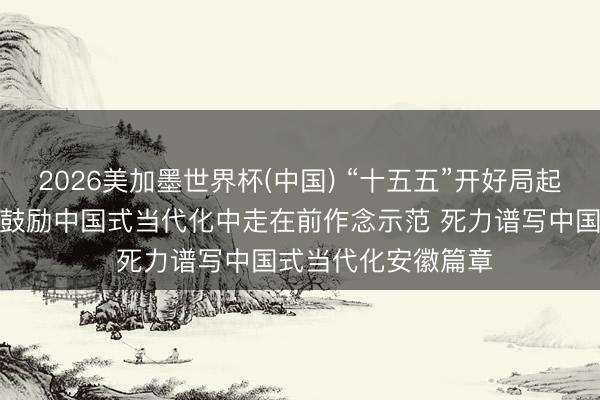 2026美加墨世界杯(中国) “十五五”开好局起好步｜江苏死力在鼓励中国式当代化中走在前作念示范 死力谱写中国式当代化安徽篇章