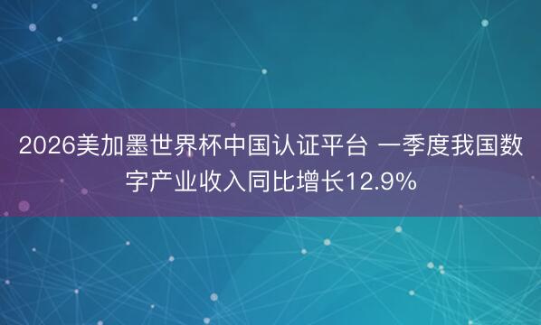 2026美加墨世界杯中国认证平台 一季度我国数字产业收入同比增长12.9%