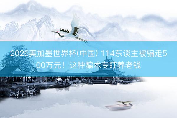 2026美加墨世界杯(中国) 114东谈主被骗走500万元！这种骗术专盯养老钱