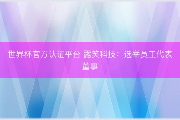 世界杯官方认证平台 露笑科技：选举员工代表董事