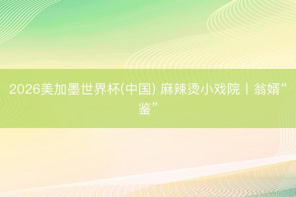 2026美加墨世界杯(中国) 麻辣烫小戏院丨翁婿“鉴”