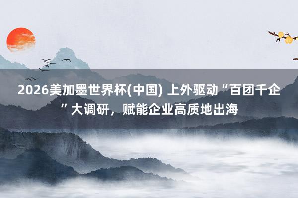 2026美加墨世界杯(中国) 上外驱动“百团千企”大调研，赋能企业高质地出海